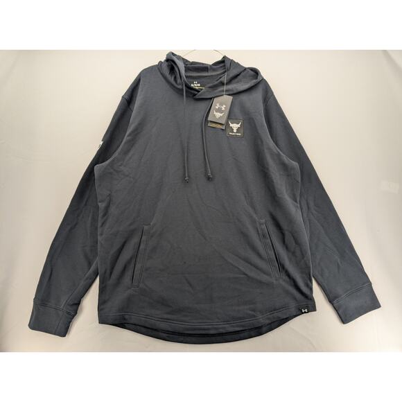 NWT Under Armour Men's Project Rock Terry Hoodie in Black sz XL - Picture 3 of 8